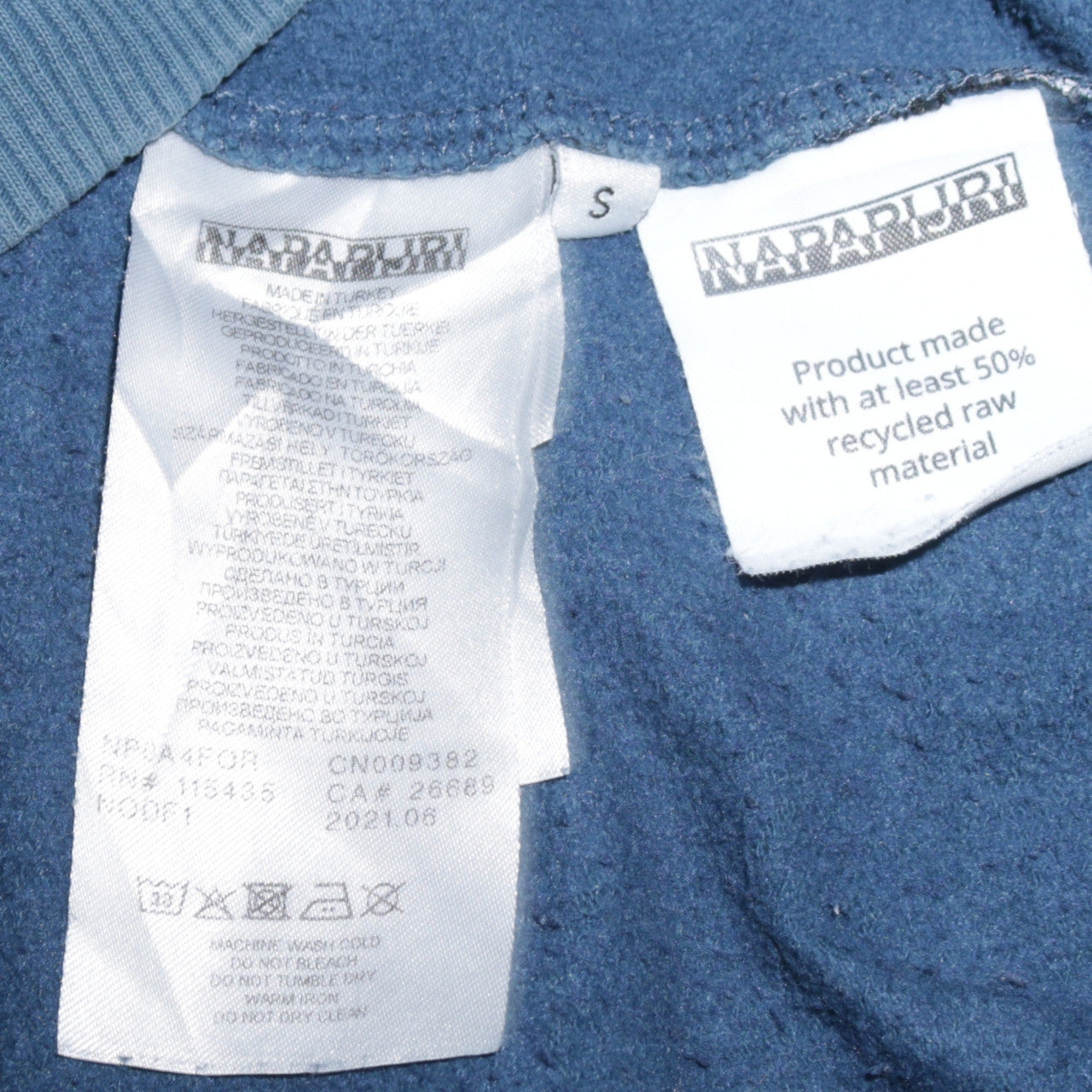 Napapijri Men's Blue Pullover Hoodie Size S Logo Graphic Cotton