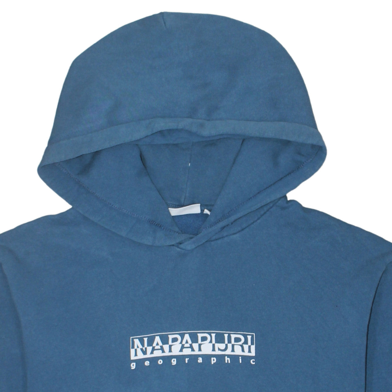 Napapijri Men's Blue Pullover Hoodie Size S Logo Graphic Cotton