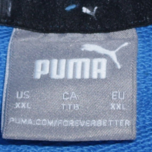 Puma Men's Blue 2XL Pullover Hoodie with Logo and Pocket