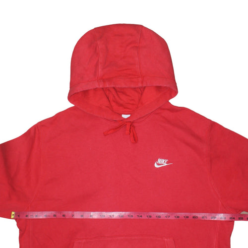Nike Men's Red Pullover Hoodie L Regular Fit Logo Sportswear