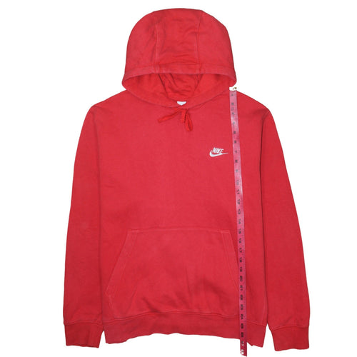 Nike Men's Red Pullover Hoodie L Regular Fit Logo Sportswear