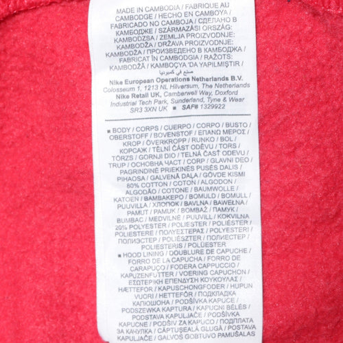 Nike Men's Red Pullover Hoodie L Regular Fit Logo Sportswear