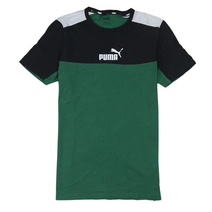 Puma Men's Green Colourblock Crew Neck Short Sleeve T-Shirt Size S