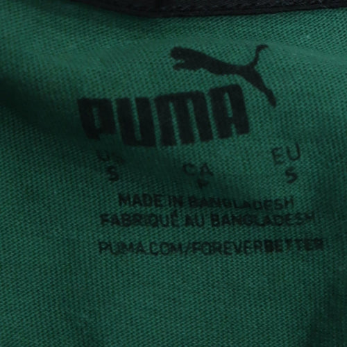 Puma Men's Green Colourblock Crew Neck Short Sleeve T-Shirt Size S