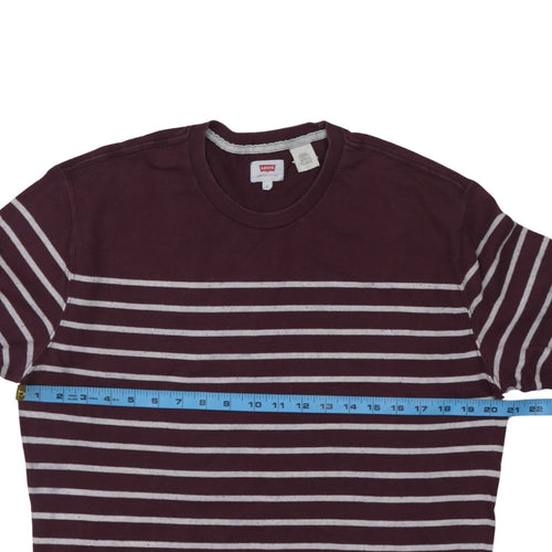 Levi's Men's Brown Striped Long Sleeve Crew Neck Cotton Sweatshirt Size L