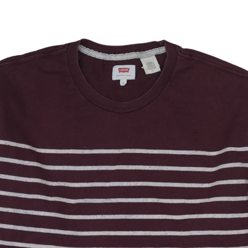 Levi's Men's Brown Striped Long Sleeve Crew Neck Cotton Sweatshirt Size L