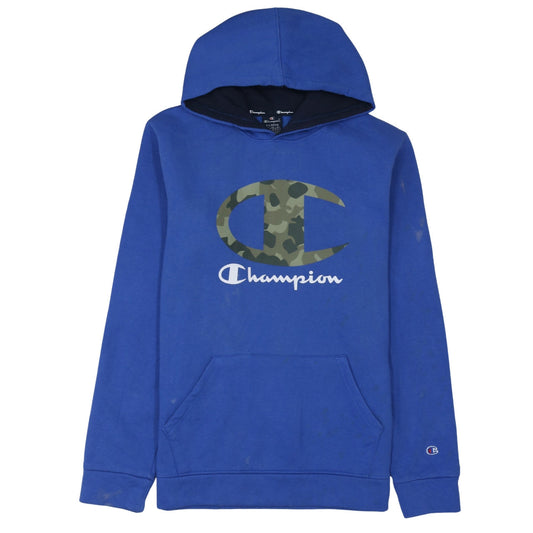 Champion Mens Blue Pullover Hoodie XL Regular Fit Logo Fleece