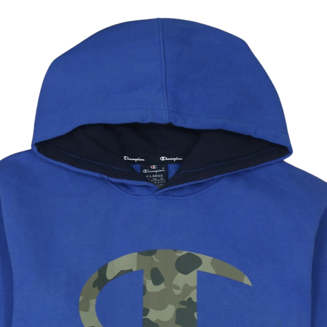 Champion Mens Blue Pullover Hoodie XL Regular Fit Logo Fleece