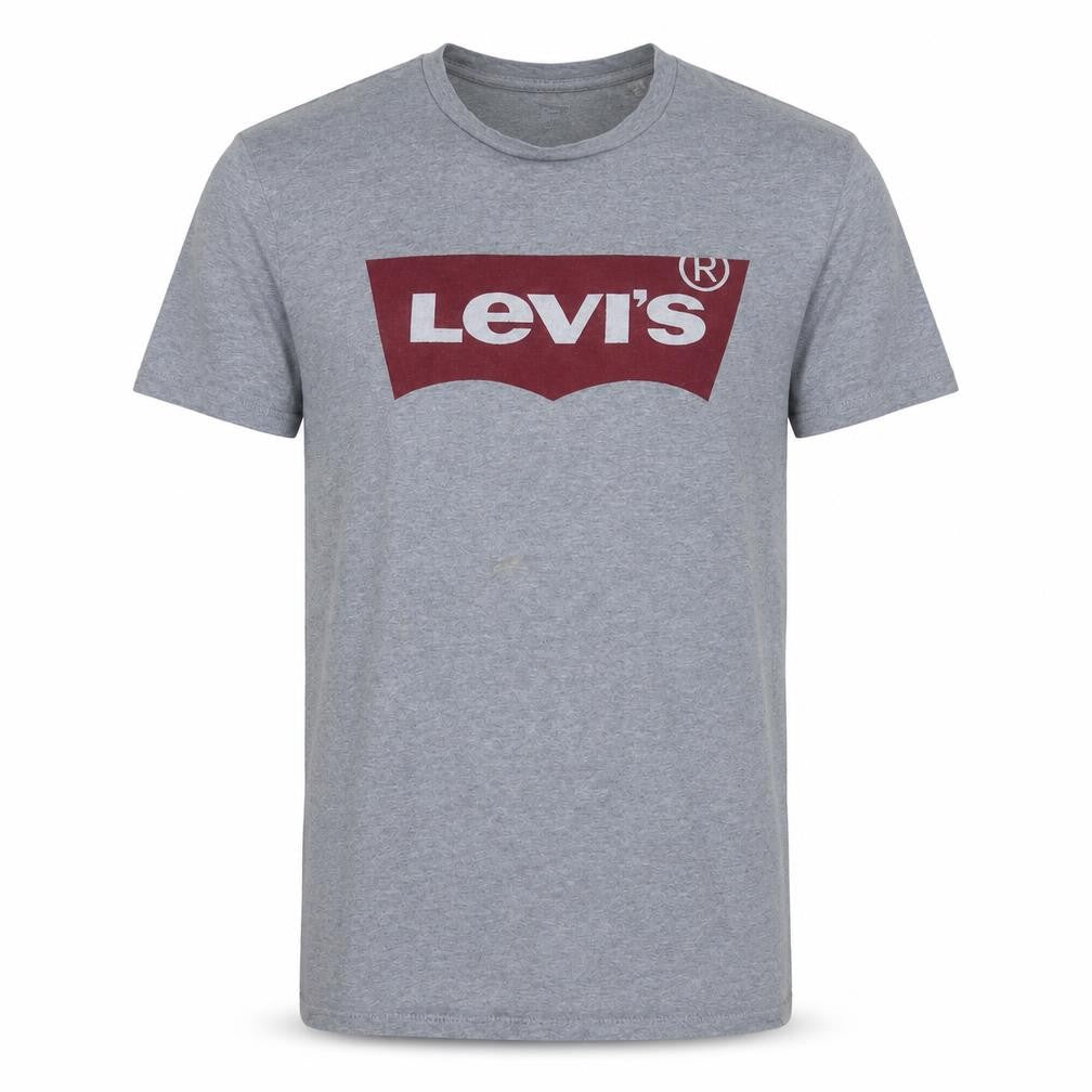 Front view of Levi's Men's Grey Logo Crew Neck Cotton T-Shirt, size S