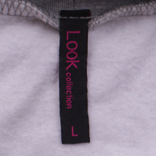 LOOK Collection Womens Grey White Mickey Mouse Pullover Hoodie L