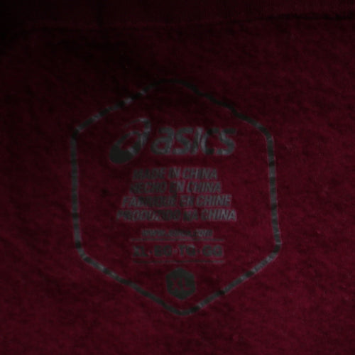 Asics Men's Red XL Pullover Hoodie High Neck Drawstring