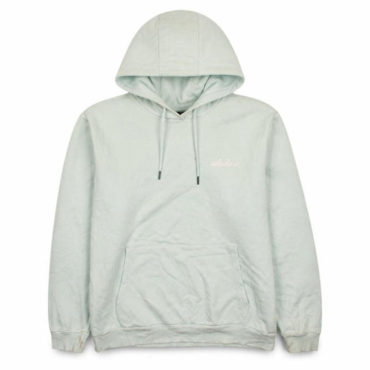 Front view of Adidas Women's Light Blue Pullover Hoodie Medium Cotton Blend Casual