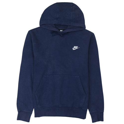 Nike Men's Blue Pullover Hoodie Small Logo Fleece Sweatshirt