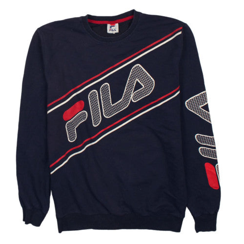 FILA Men's Blue XL Pullover Sweatshirt Retro Sports Logo
