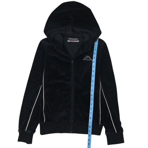 Kappa Women Black Velour Full Zip Hoodie Medium Casual Sportswear