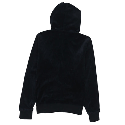 Kappa Women Black Velour Full Zip Hoodie Medium Casual Sportswear