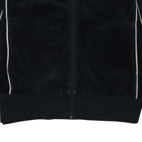 Kappa Women Black Velour Full Zip Hoodie Medium Casual Sportswear