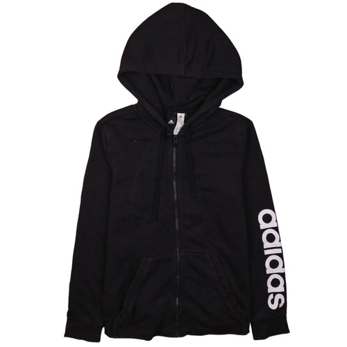 Adidas Womens Black Full Zip Hoodie Size M Hooded Sweatshirt