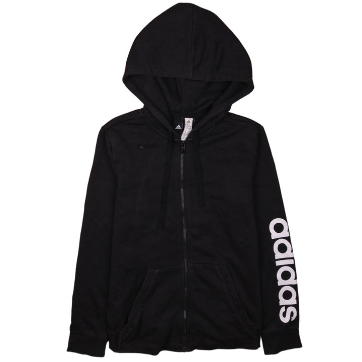 Adidas Womens Black Full Zip Hoodie Size M Hooded Sweatshirt