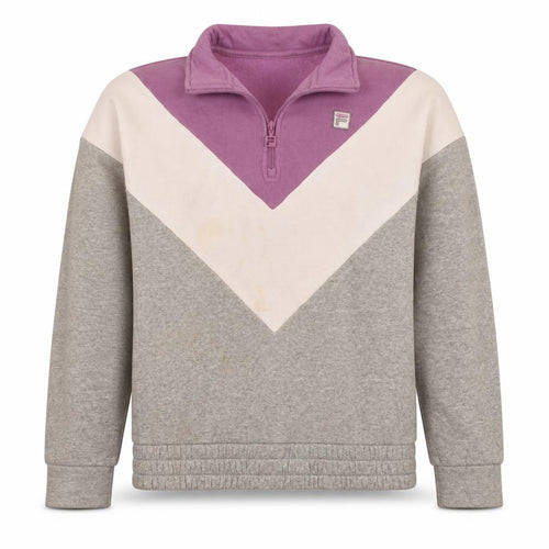 FILA Women’s Grey Purple Colourblock 1/4 Zip Sweatshirt Size M
