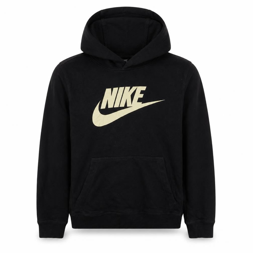 Front view of Nike Men's Black Pullover Hoodie L Logo Fleece Sweatshirt