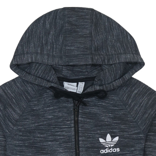 Adidas Women’s Grey Full Zip Hoodie Size 8 Lined Casual Sweatshirt