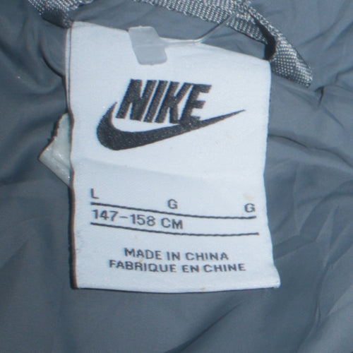 Nike Boys Grey Hooded Puffer Jacket Size 158cm Lightweight Winter Coat