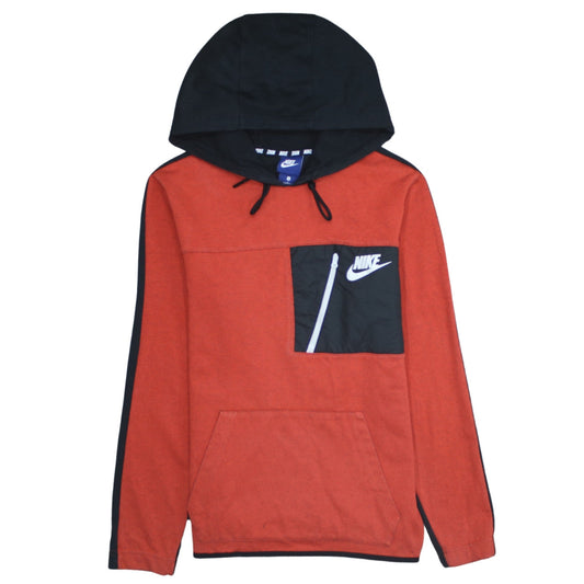 Nike Men's Red & Black Pullover Hoodie Size S with Zip Pocket