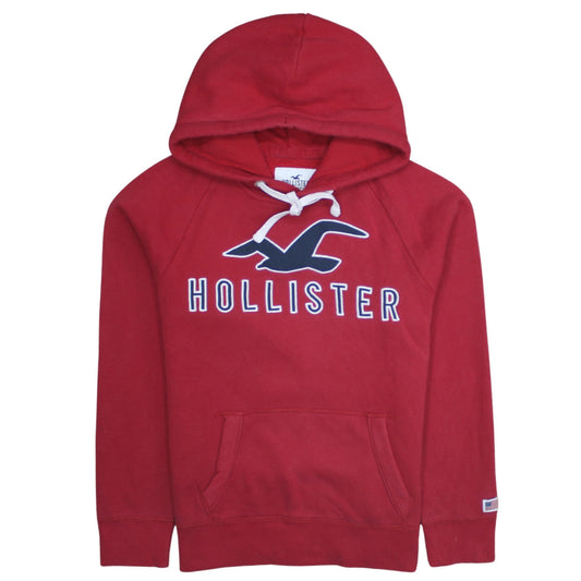 Hollister Men's Red Pullover Hoodie Small Logo Fleece Sweatshirt