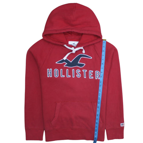 Hollister Men's Red Pullover Hoodie Small Logo Fleece Sweatshirt