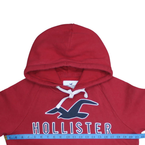 Hollister Men's Red Pullover Hoodie Small Logo Fleece Sweatshirt