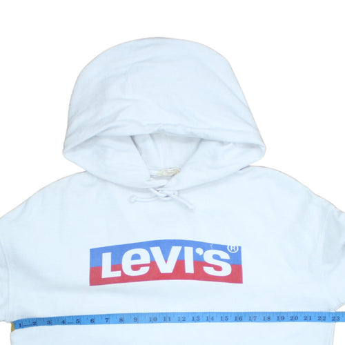 Levi's Men's White Logo Pullover Hoodie XS Fleece Sweatshirt