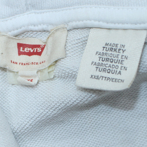 Levi's Men's White Logo Pullover Hoodie XS Fleece Sweatshirt