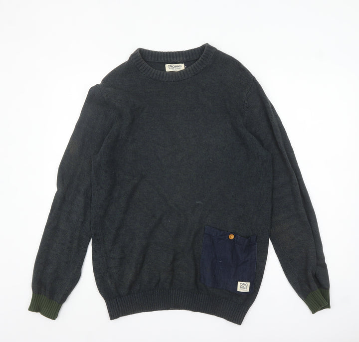 Jack & Jones Originals Men's Blue Cotton Jumper M Crew Neck