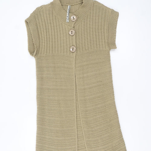Stradivarius Women’s Beige Knit Short Sleeve Cardigan M