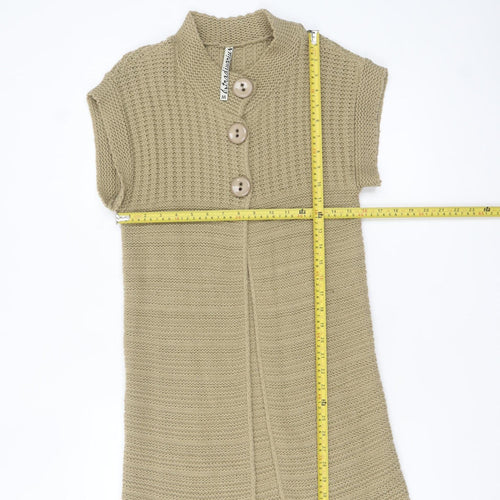Stradivarius Women’s Beige Knit Short Sleeve Cardigan M