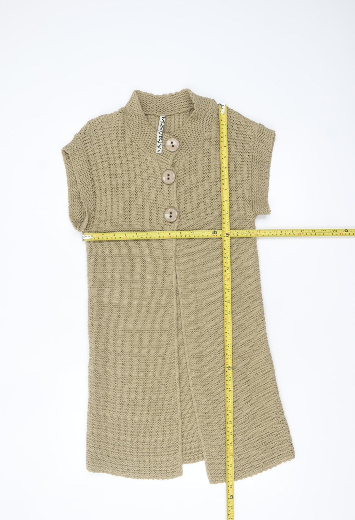 Stradivarius Women’s Beige Knit Short Sleeve Cardigan M