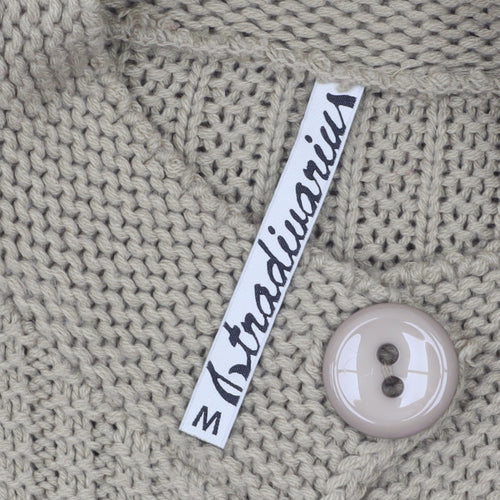 Stradivarius Women’s Beige Knit Short Sleeve Cardigan M