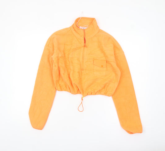 Oh Polly Womens Orange Fleece 1/4 Zip Pullover Hoodie UK 6