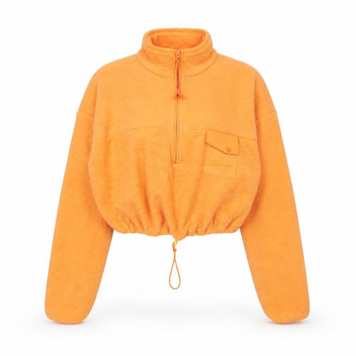 Oh Polly Womens Orange Fleece 1/4 Zip Pullover Hoodie UK 6
