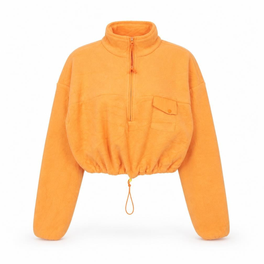 Oh Polly Womens Orange Fleece 1/4 Zip Pullover Hoodie UK 6
