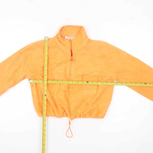 Oh Polly Womens Orange Fleece 1/4 Zip Pullover Hoodie UK 6