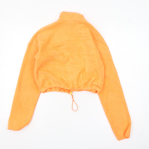 Oh Polly Womens Orange Fleece 1/4 Zip Pullover Hoodie UK 6