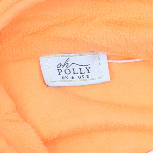 Oh Polly Womens Orange Fleece 1/4 Zip Pullover Hoodie UK 6