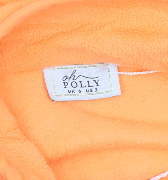 Oh Polly Womens Orange Fleece 1/4 Zip Pullover Hoodie UK 6
