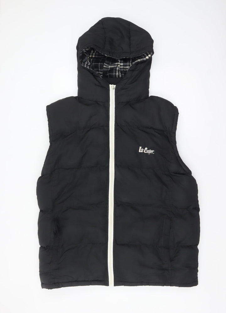 Lee Cooper Men's Black 2XL Hooded Puffer Waistcoat