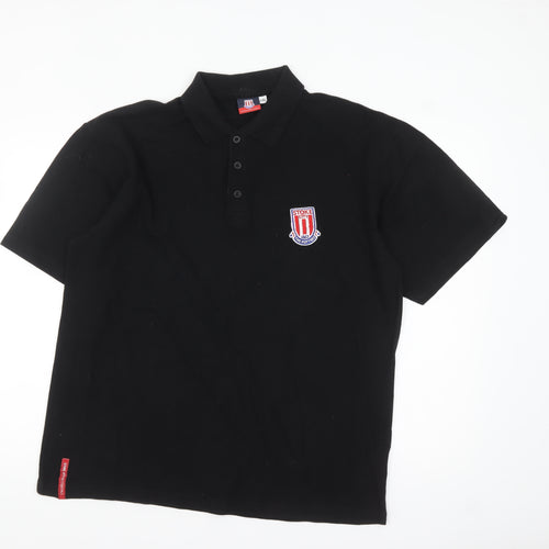 Stoke City Mens Black 2XL Cotton Polo Shirt Football Top