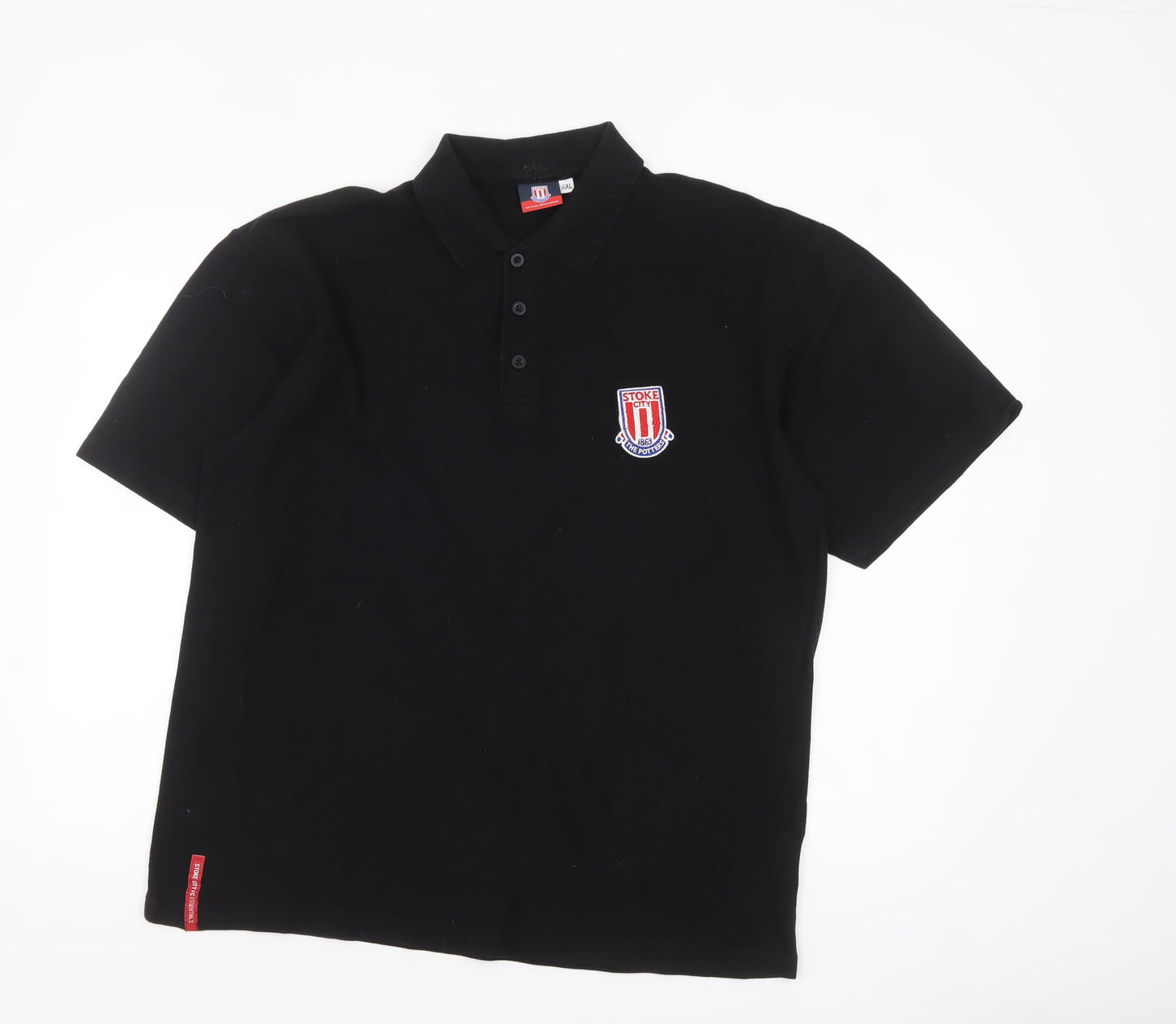 Stoke City Mens Black 2XL Cotton Polo Shirt Football Top