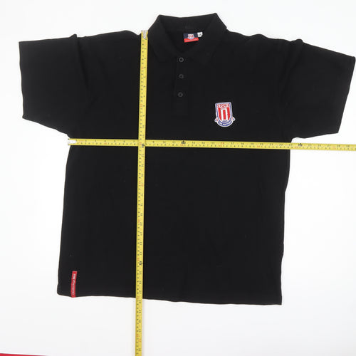 Stoke City Mens Black 2XL Cotton Polo Shirt Football Top