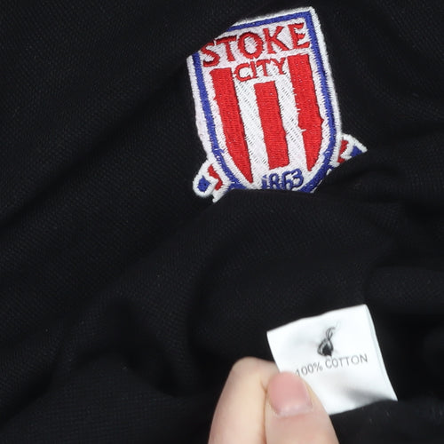 Stoke City Mens Black 2XL Cotton Polo Shirt Football Top
